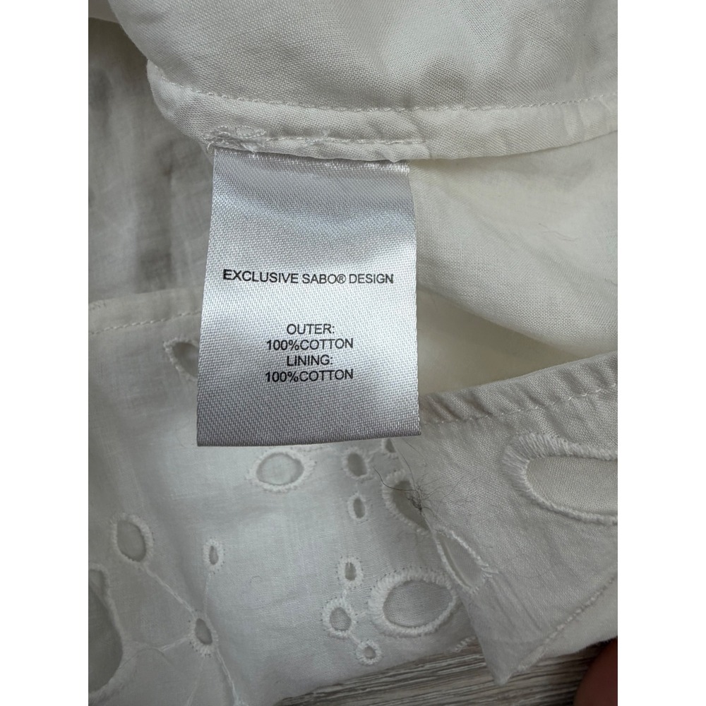 Sabo Luxe Coraline Cutout Dress White Eyelet Cotton Mini Puff Sleeve Size S NEW - Picture 5 of 8